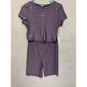 Ellie & Kate Studded Shirt & Short Set JR Women's Medium Stretch Athletic Wear